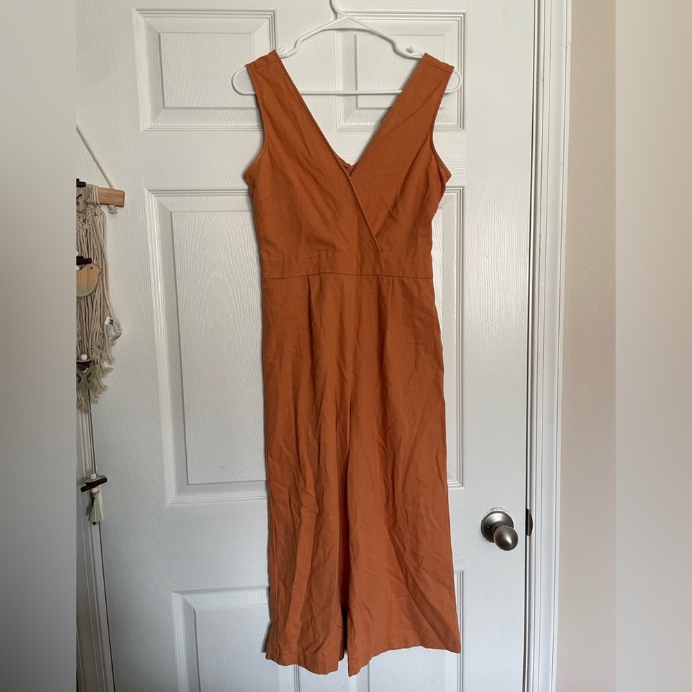 Shinestar Jumper Size Small Rust Orange V-Neck Women's Linen Blend